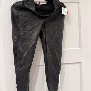 SPANX Black faux leather Fitted Leggings